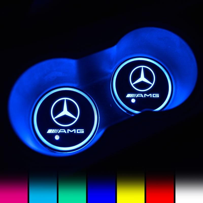 7 Colors Led Car Logo Cup Lights up Holder（1 pair）
